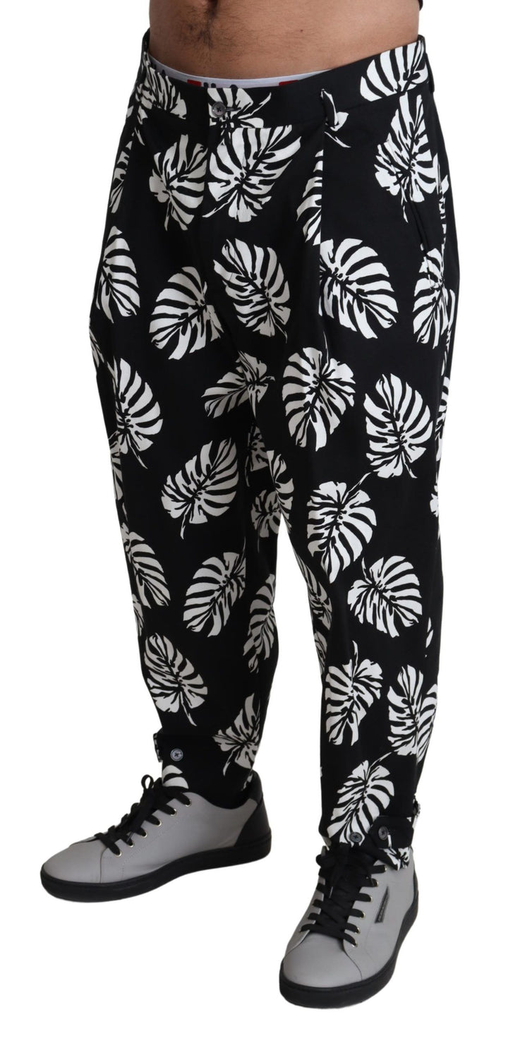 Dolce &amp; Gabbana Sample Sale Dolce &amp; Gabbana Black Leaf Cotton Stretch Trouser Pants Pants - | Designer outlet