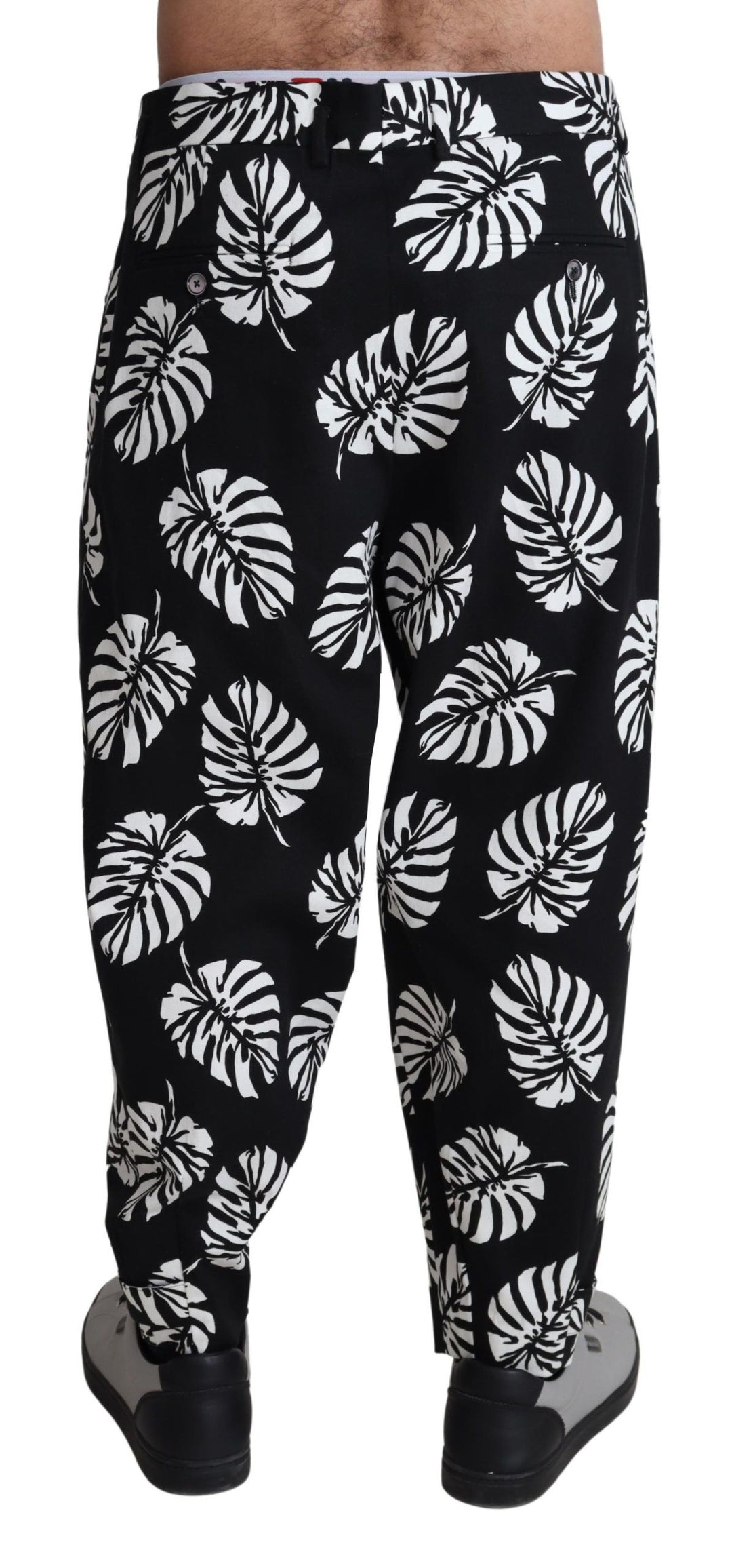 Dolce &amp; Gabbana Sample Sale Dolce &amp; Gabbana Black Leaf Cotton Stretch Trouser Pants Pants - | Designer outlet