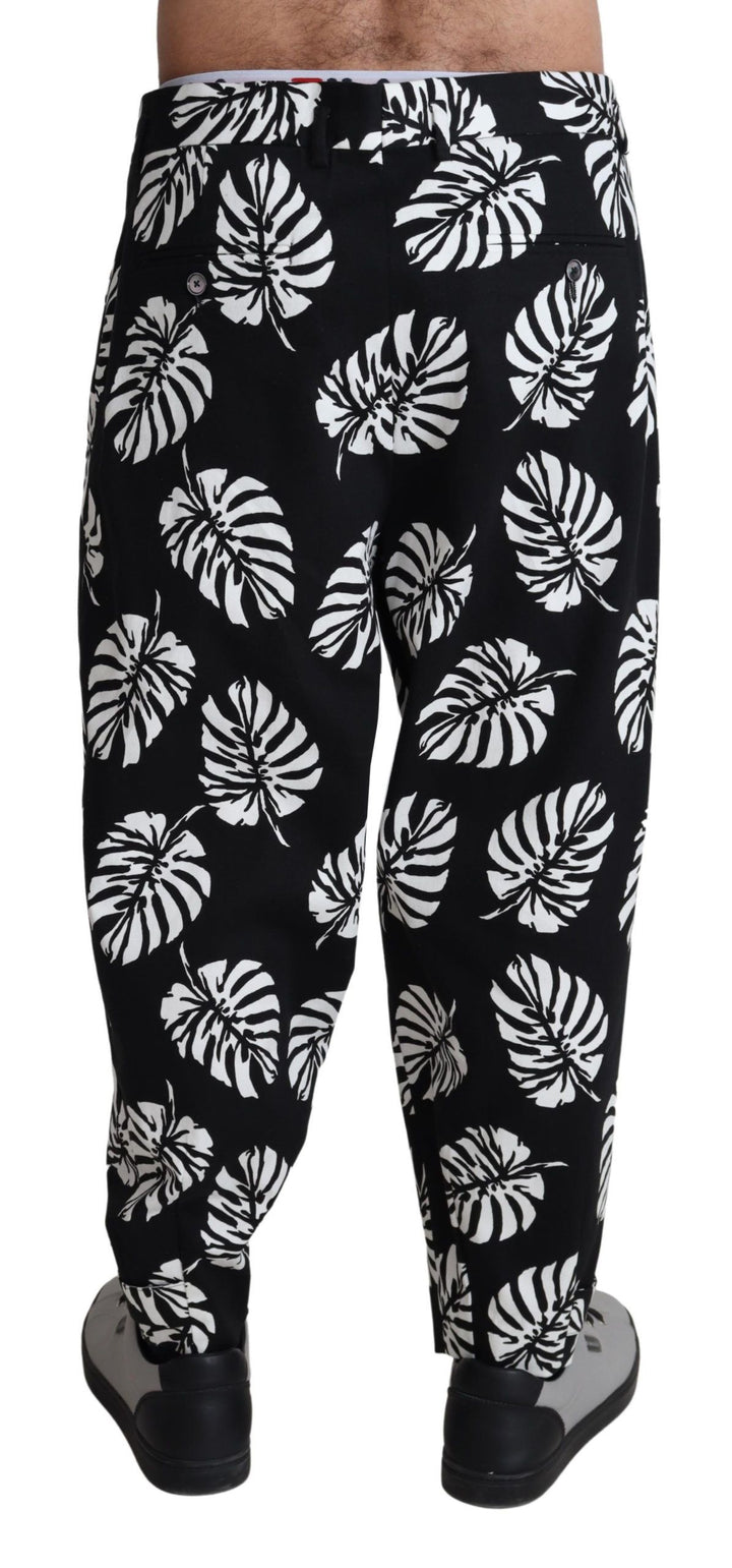 Dolce &amp; Gabbana Sample Sale Dolce &amp; Gabbana Black Leaf Cotton Stretch Trouser Pants Pants - | Designer outlet
