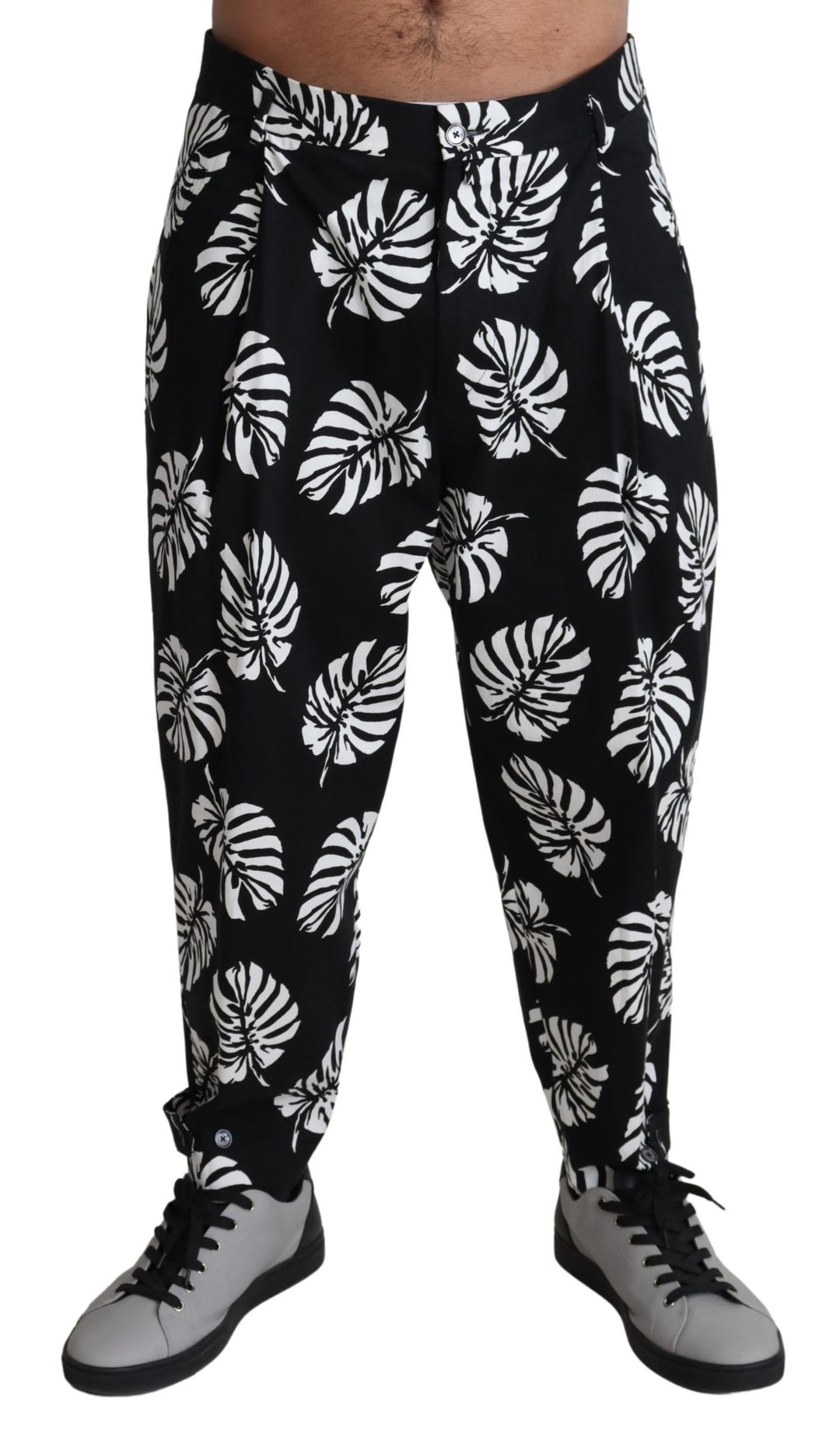 Dolce &amp; Gabbana Sample Sale Dolce &amp; Gabbana Black Leaf Cotton Stretch Trouser Pants Pants - | Designer outlet