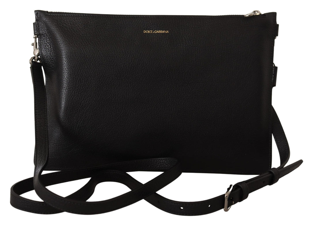 Dolce & Gabbana - Dolce & Gabbana Elegant Black Leather Sling Shoulder Bag - VAS12533 - Ask Me Wear