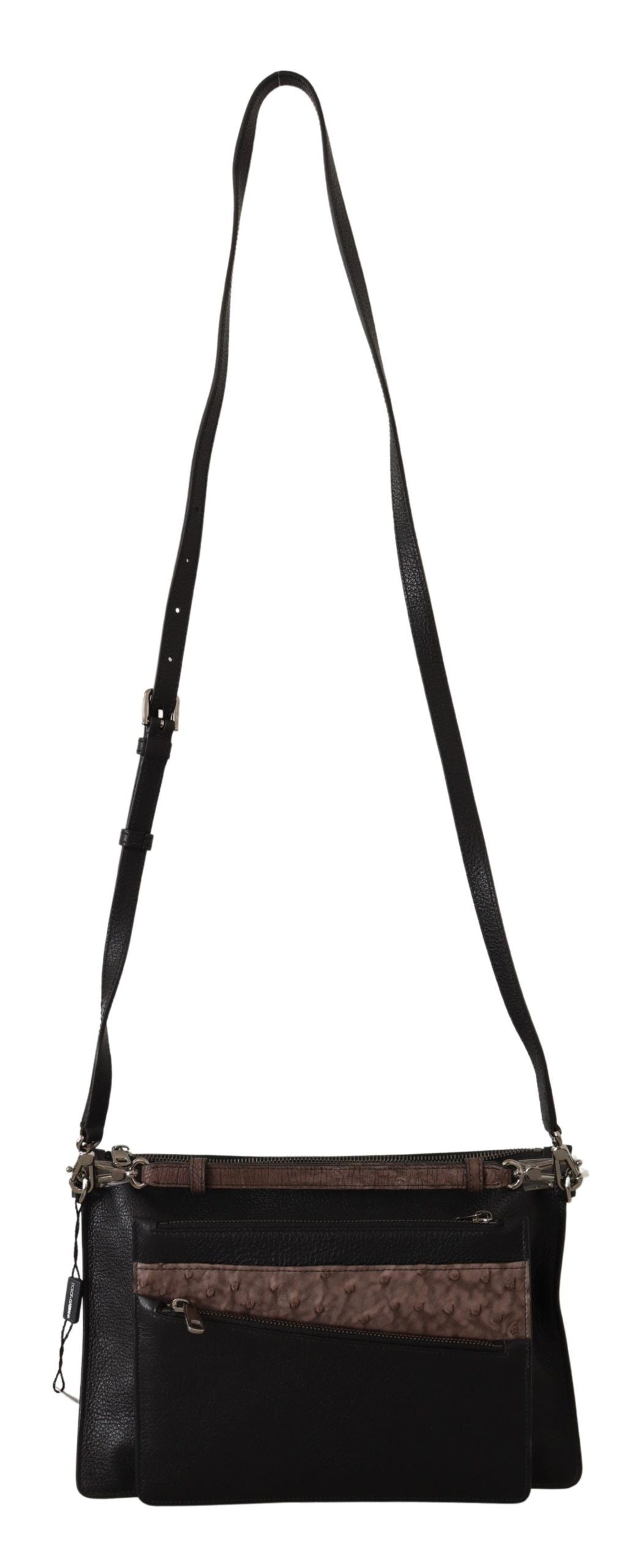 Dolce & Gabbana - Dolce & Gabbana Elegant Black Leather Sling Shoulder Bag - VAS12533 - Ask Me Wear