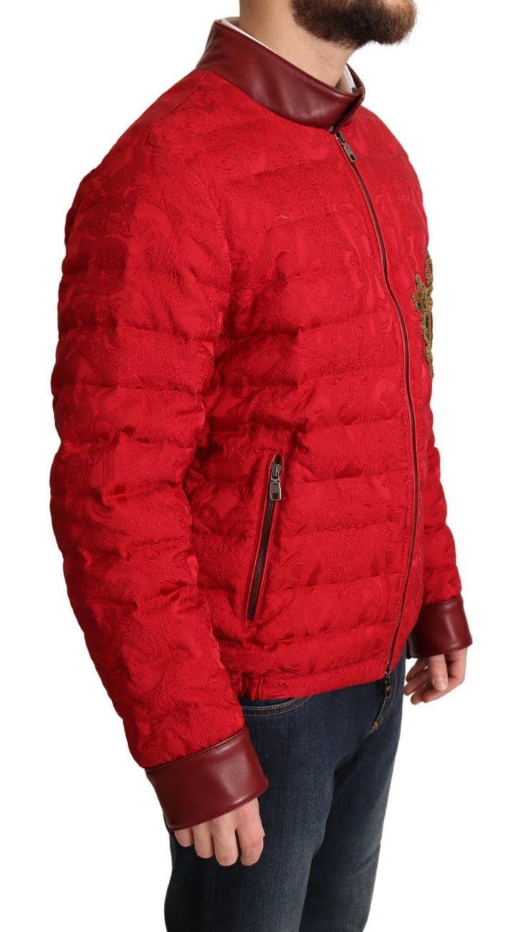 Dolce & Gabbana - Dolce & Gabbana Red and Gold Bomber Designer Jacket - JKT2903 - IT48 - Ask Me Wear