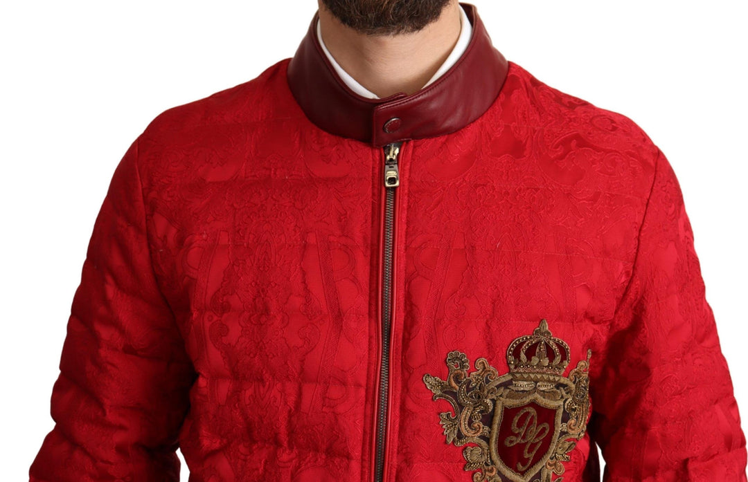 Dolce & Gabbana - Dolce & Gabbana Red and Gold Bomber Designer Jacket - JKT2903 - IT48 - Ask Me Wear