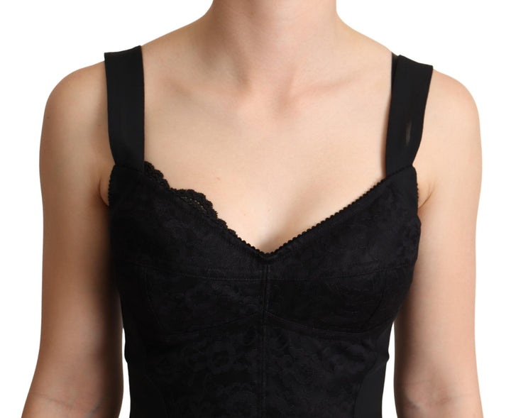 Dolce & Gabbana Elegant Black Lace Bodysuit Corset Dress