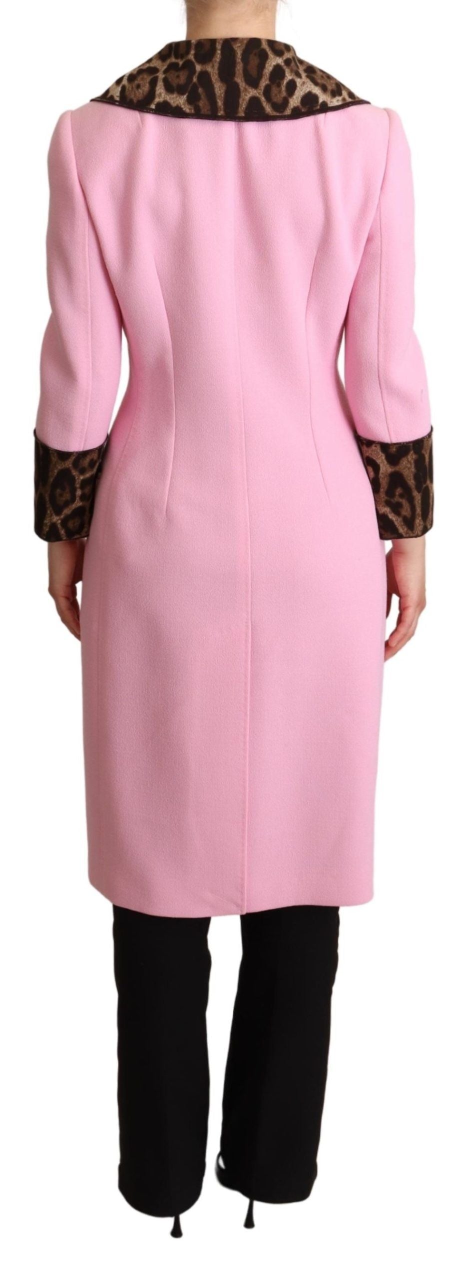 Dolce & Gabbana - Dolce & Gabbana Chic Pink Leopard Trench with Crystal Buttons - JKT2973 - 38 - Ask Me Wear