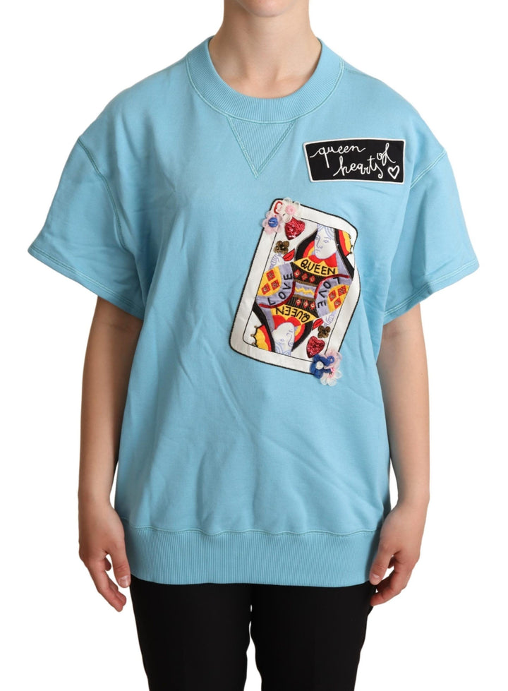 Dolce &amp; Gabbana Sample Sale Dolce &amp; Gabbana BLue Queen Of Hearts Card Sweater T-shirt - | Designer outlet