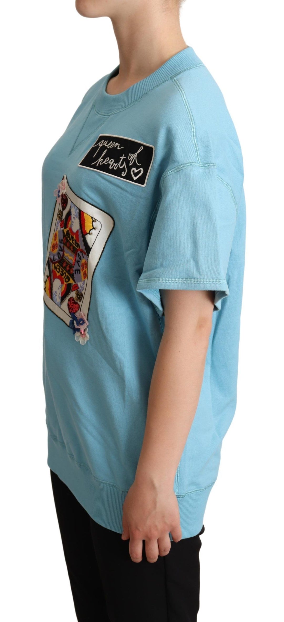 Dolce &amp; Gabbana Sample Sale Dolce &amp; Gabbana BLue Queen Of Hearts Card Sweater T-shirt - | Designer outlet