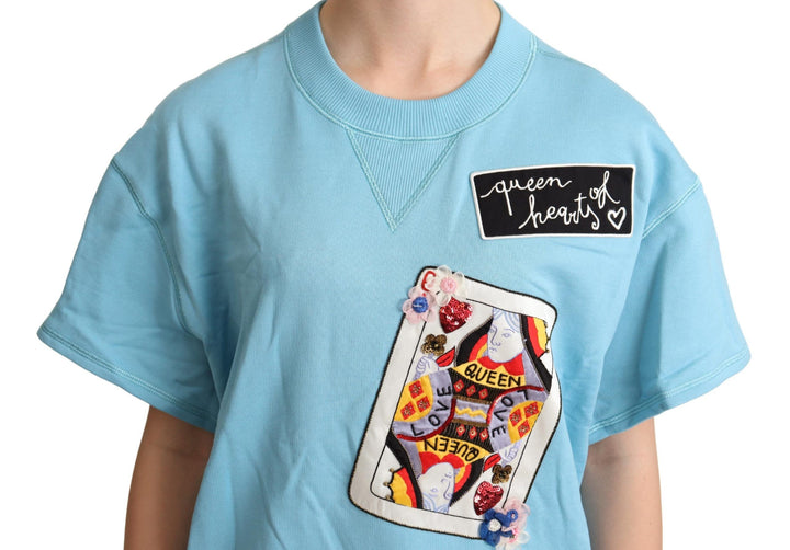 Dolce &amp; Gabbana Sample Sale Dolce &amp; Gabbana BLue Queen Of Hearts Card Sweater T-shirt - | Designer outlet