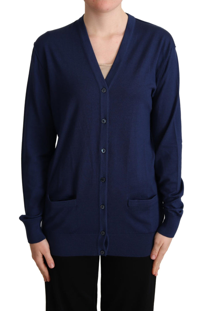 Dolce &amp; Gabbana Sample Sale Dolce &amp; Gabbana Blue Virgin Wool Button Down Cardigan Sweater - | Designer outlet