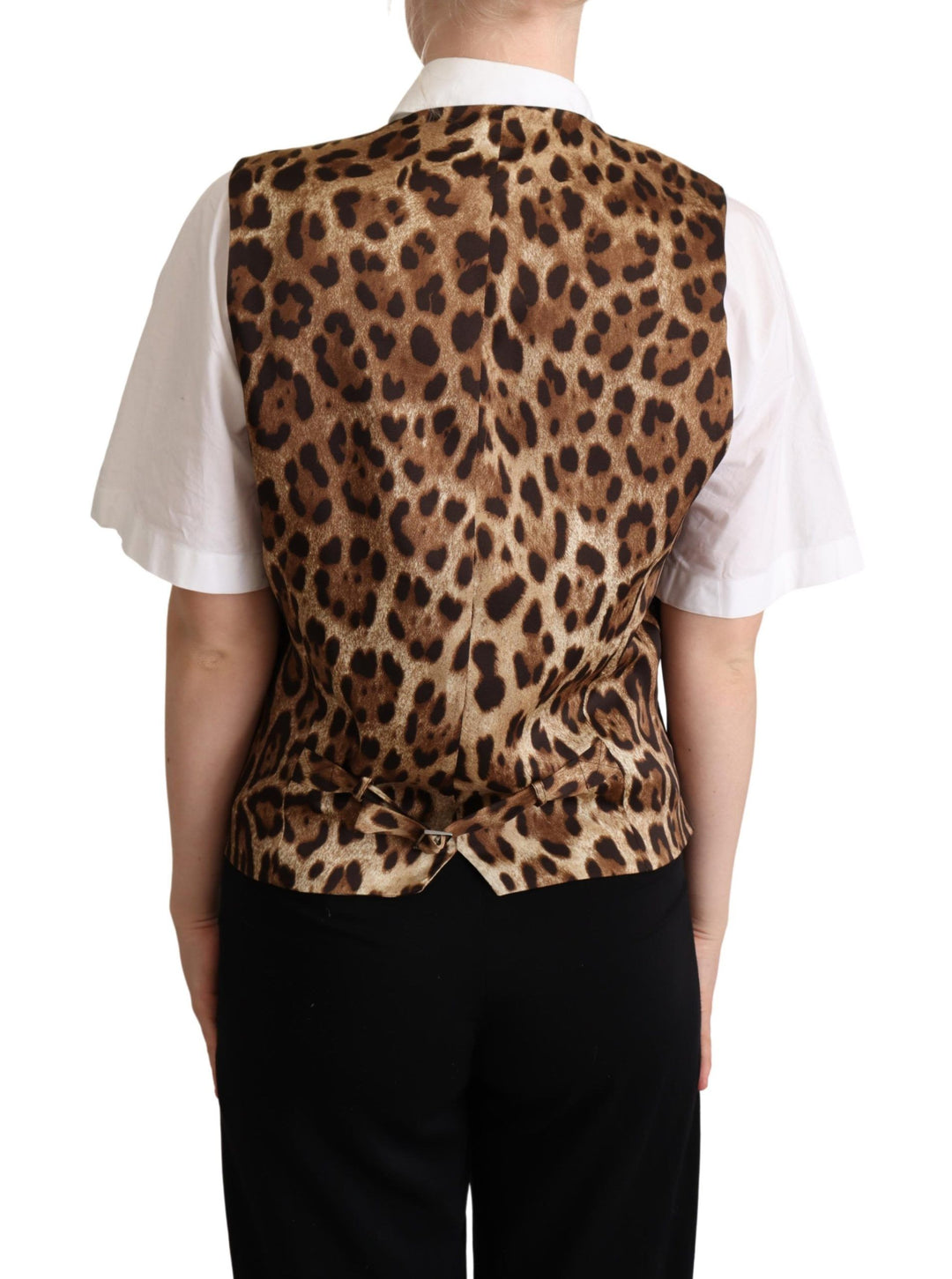 Dolce &amp; Gabbana Gray Wool Leopard Print Waistcoat Vest by Dolce &amp; Gabbana outlet now on sale