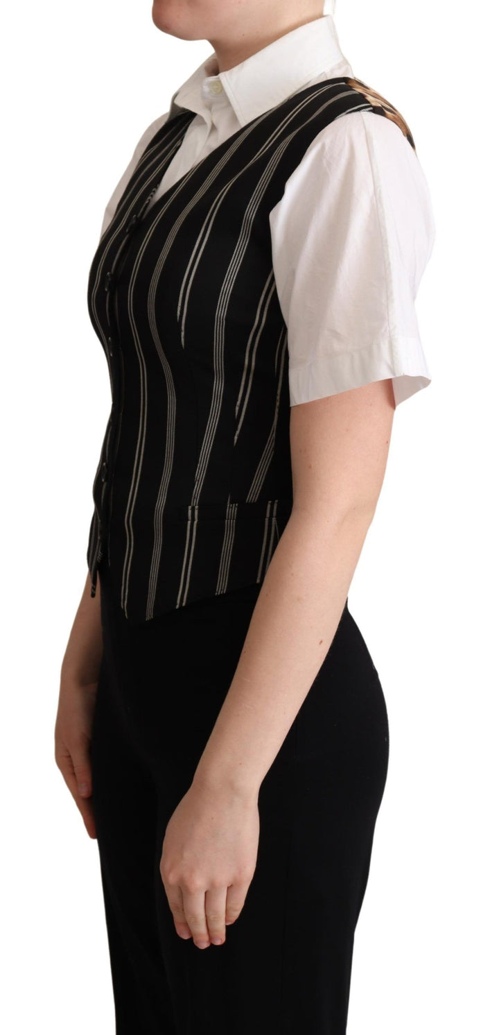 Dolce &amp; Gabbana Black Striped Leopard Print Waistcoat Vest by Dolce &amp; Gabbana outlet now on sale