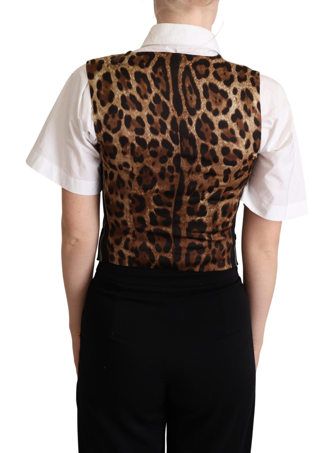 Dolce &amp; Gabbana Black Striped Leopard Print Waistcoat Vest by Dolce &amp; Gabbana outlet now on sale