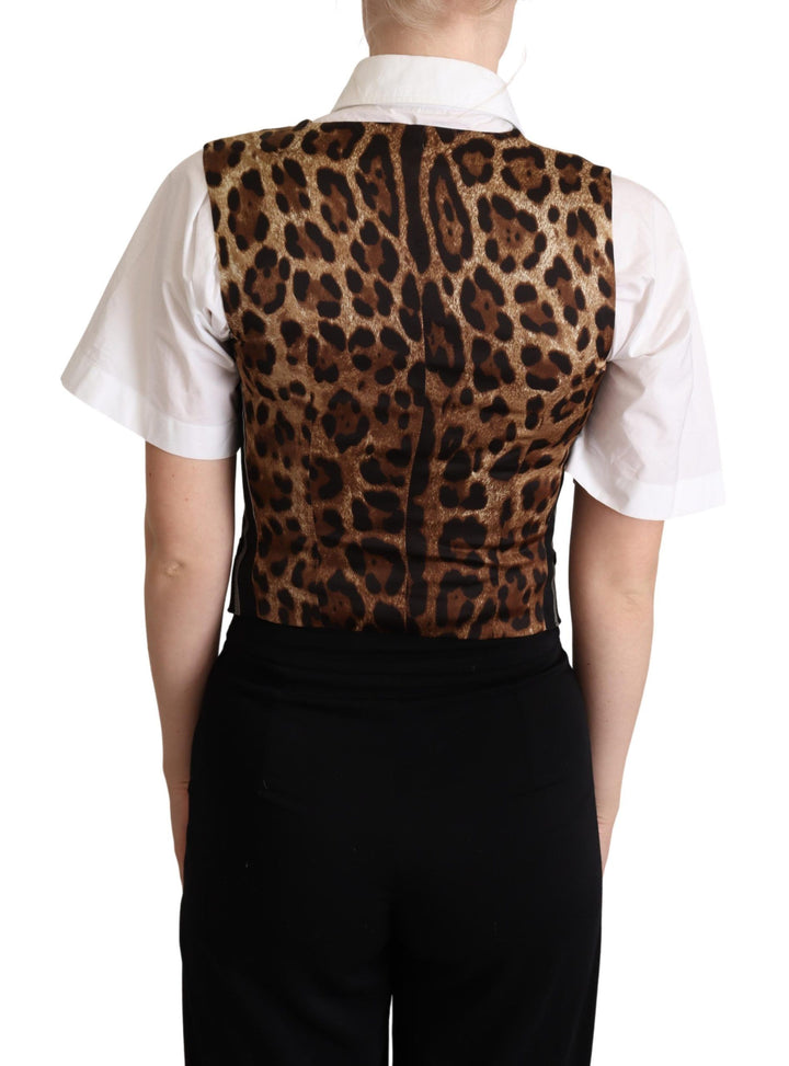 Dolce &amp; Gabbana Black Striped Leopard Print Waistcoat Vest by Dolce &amp; Gabbana outlet now on sale
