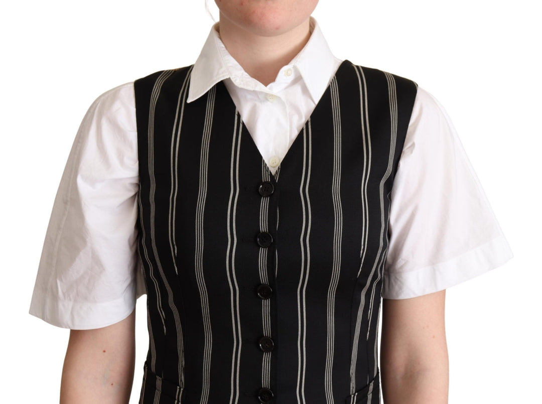 Dolce &amp; Gabbana Black Striped Leopard Print Waistcoat Vest by Dolce &amp; Gabbana outlet now on sale