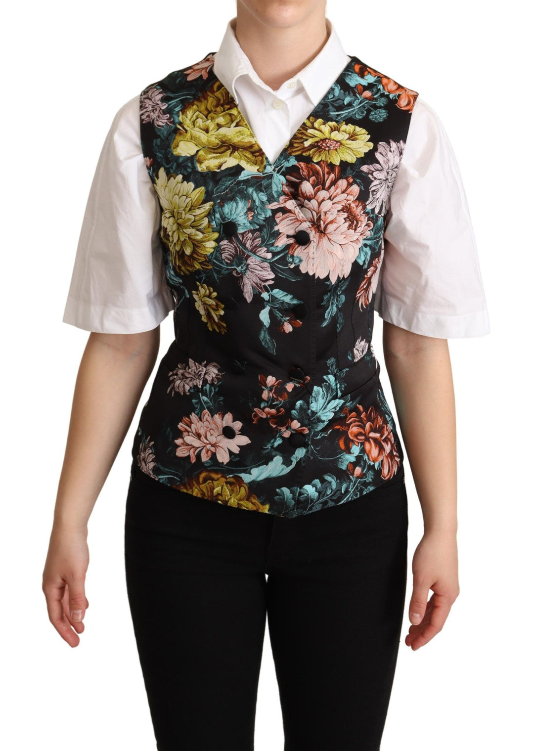 Dolce &amp; Gabbana Black Jacquard Floral Waistcoat Vest by Dolce &amp; Gabbana outlet now on sale