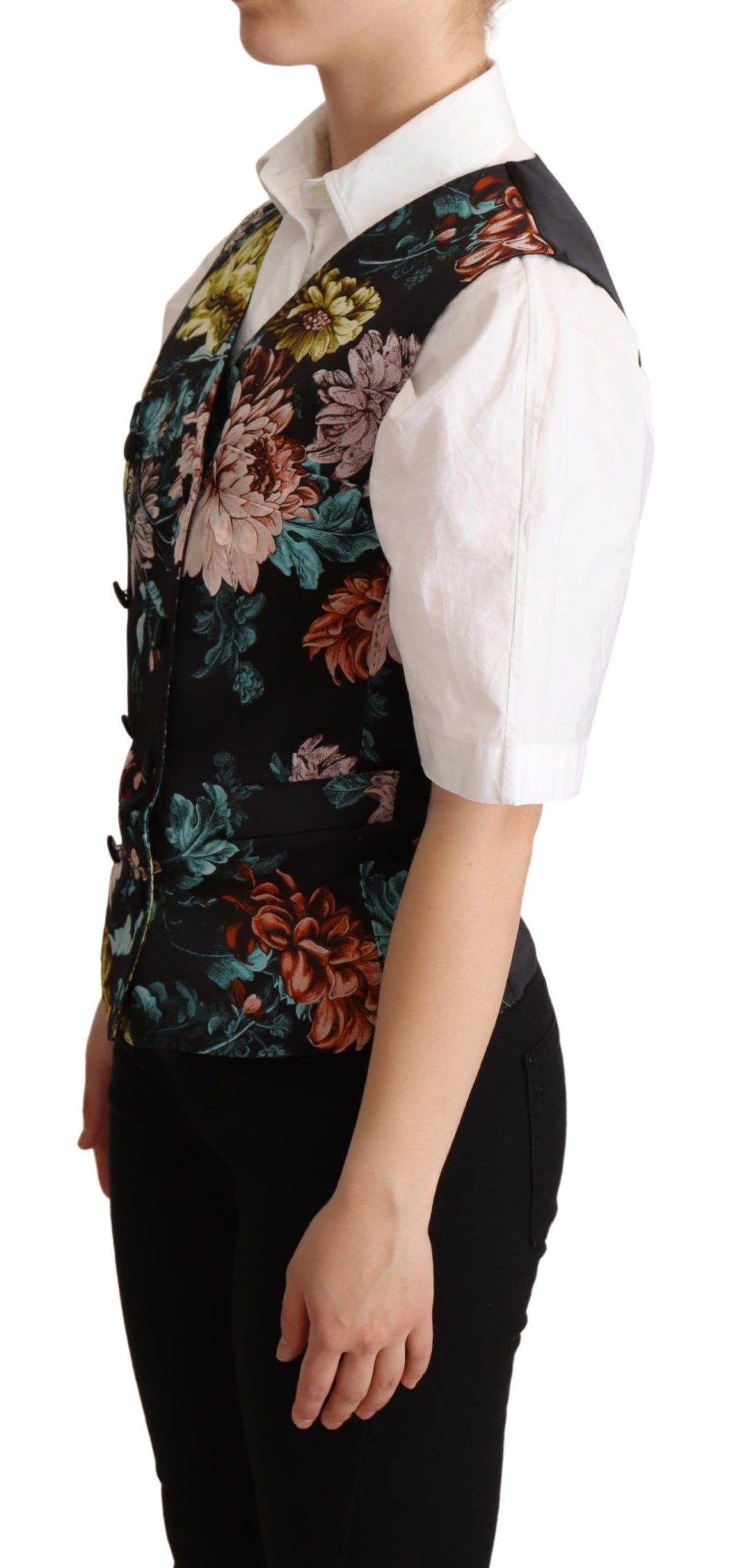 Dolce &amp; Gabbana Black Jacquard Floral Waistcoat Vest by Dolce &amp; Gabbana outlet now on sale