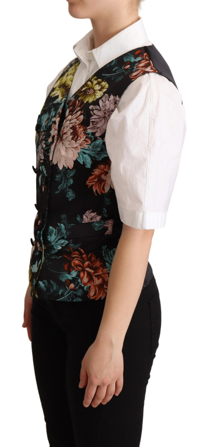Dolce &amp; Gabbana Black Jacquard Floral Waistcoat Vest by Dolce &amp; Gabbana outlet now on sale
