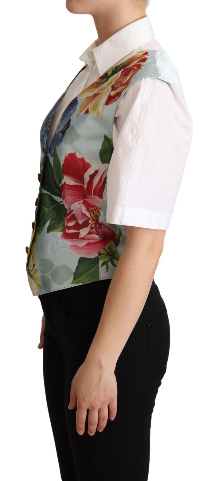 Dolce &amp; Gabbana Sample Sale Dolce &amp; Gabbana Mint Green Floral Silk Waistcoat Vest - | Designer outlet