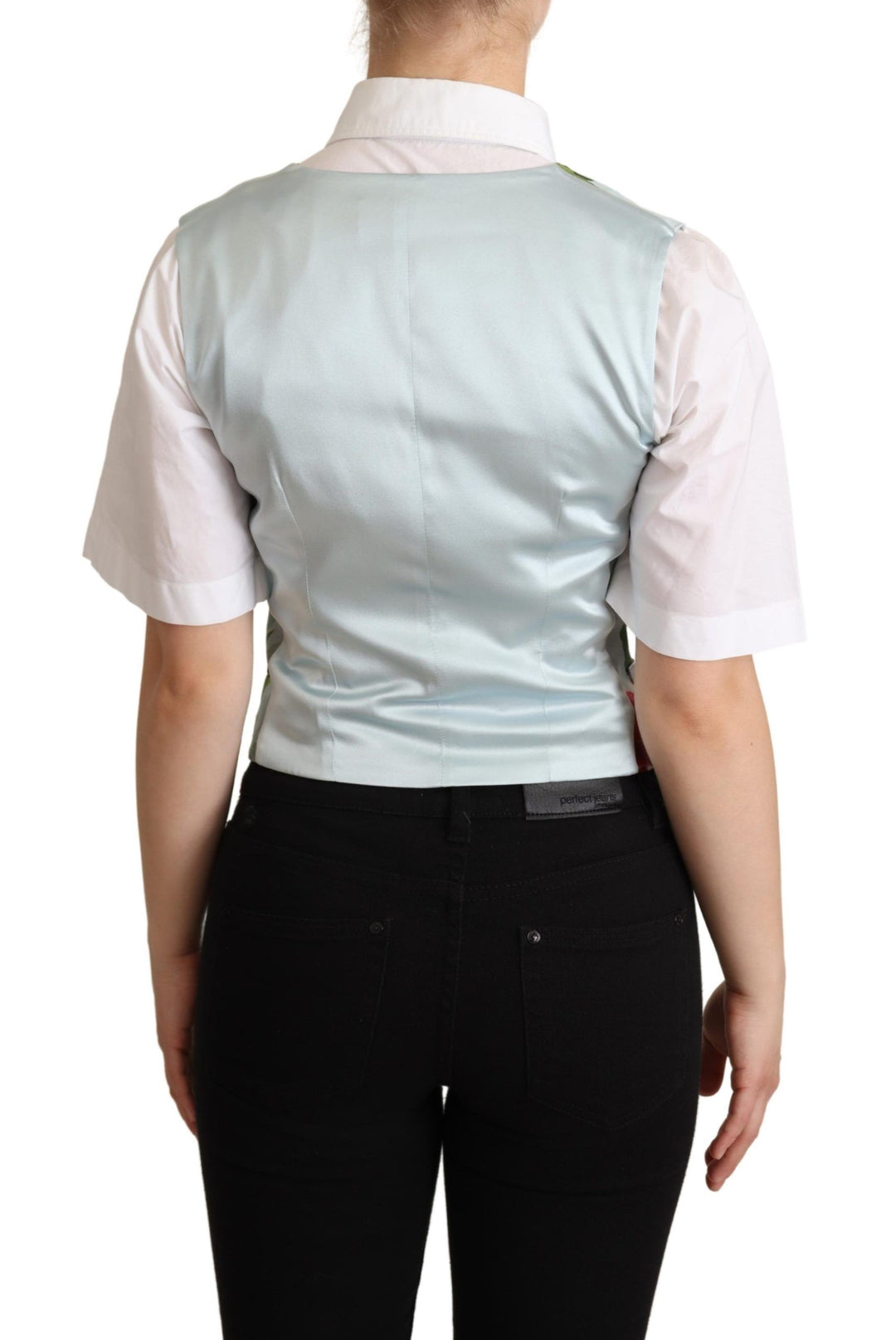 Dolce &amp; Gabbana Mint Green Floral Silk Waistcoat Vest by Dolce &amp; Gabbana outlet now on sale