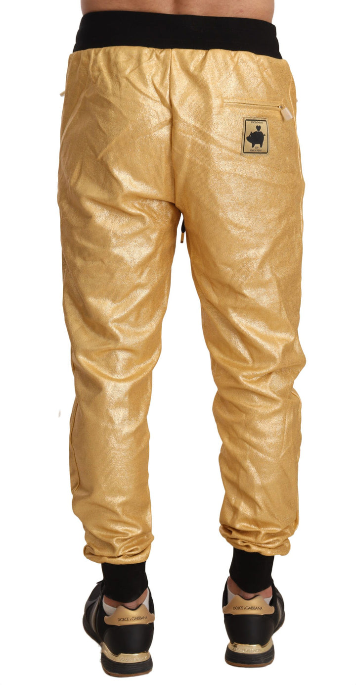 Dolce &amp; Gabbana Sample Sale Dolce &amp; Gabbana Gold Pig Of The Year Cotton Trousers Pants - | Designer outlet