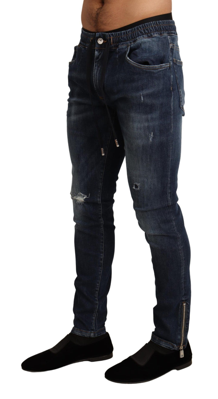 Dolce &amp; Gabbana Sample Sale Dolce &amp; Gabbana Blue Cotton Stretch Tattered Denim Jeans - | Designer outlet