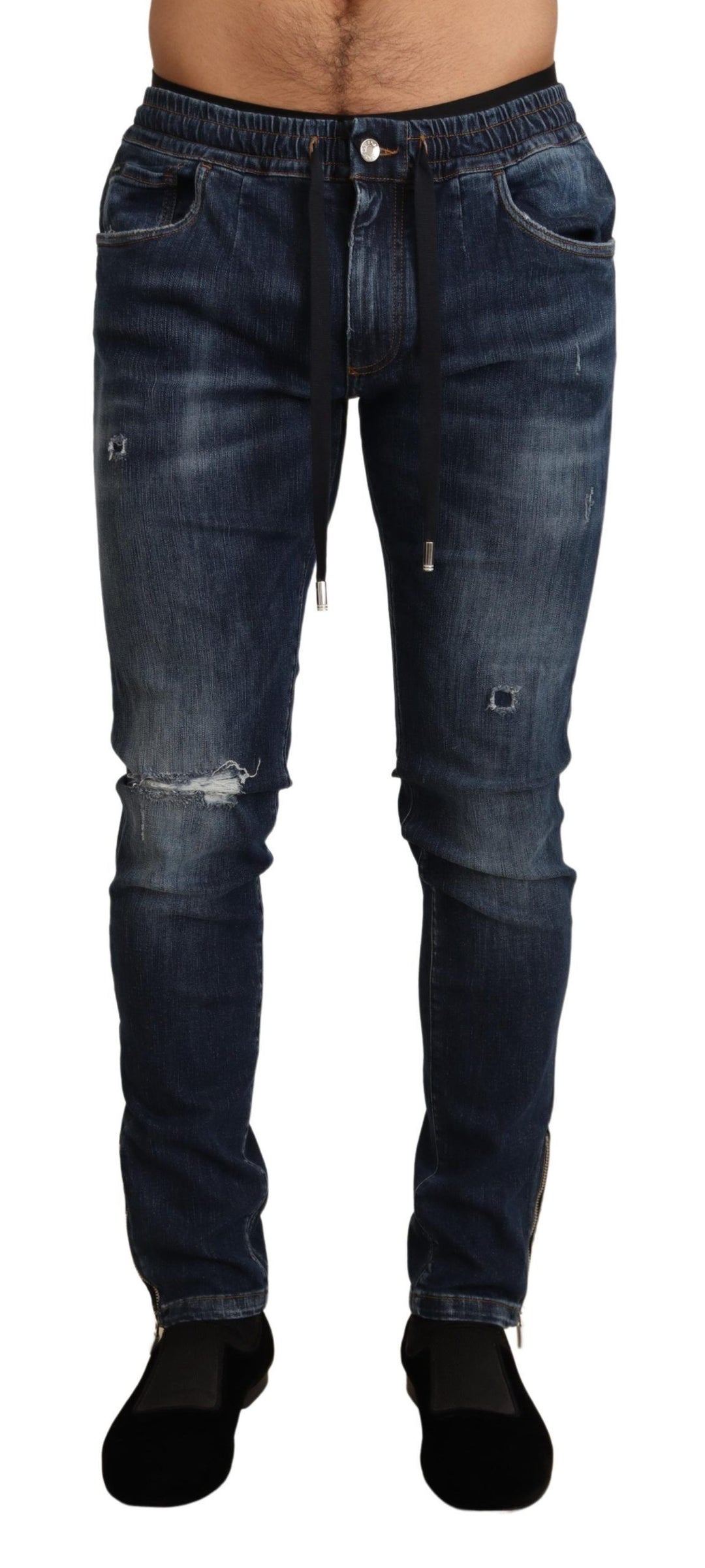 Dolce &amp; Gabbana Sample Sale Dolce &amp; Gabbana Blue Cotton Stretch Tattered Denim Jeans - | Designer outlet