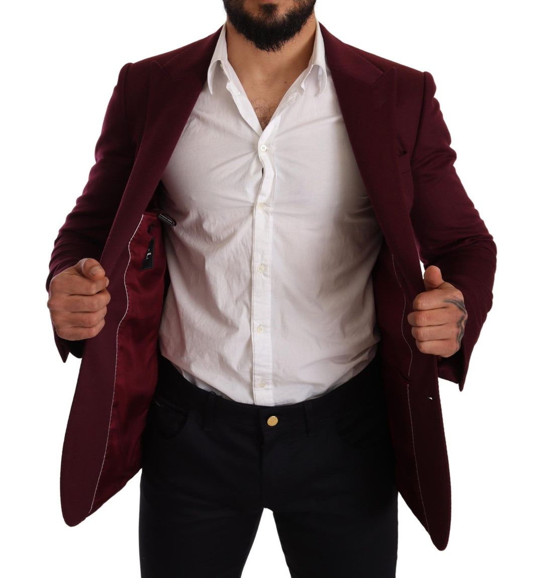 Dolce & Gabbana Elegant Maroon Bordeaux Cashmere Blazer