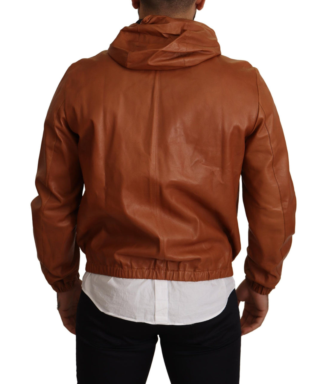 Dolce & Gabbana - Dolce & Gabbana Elegant Brown Leather Bomber Jacket - JKT2871 - 48 - Ask Me Wear