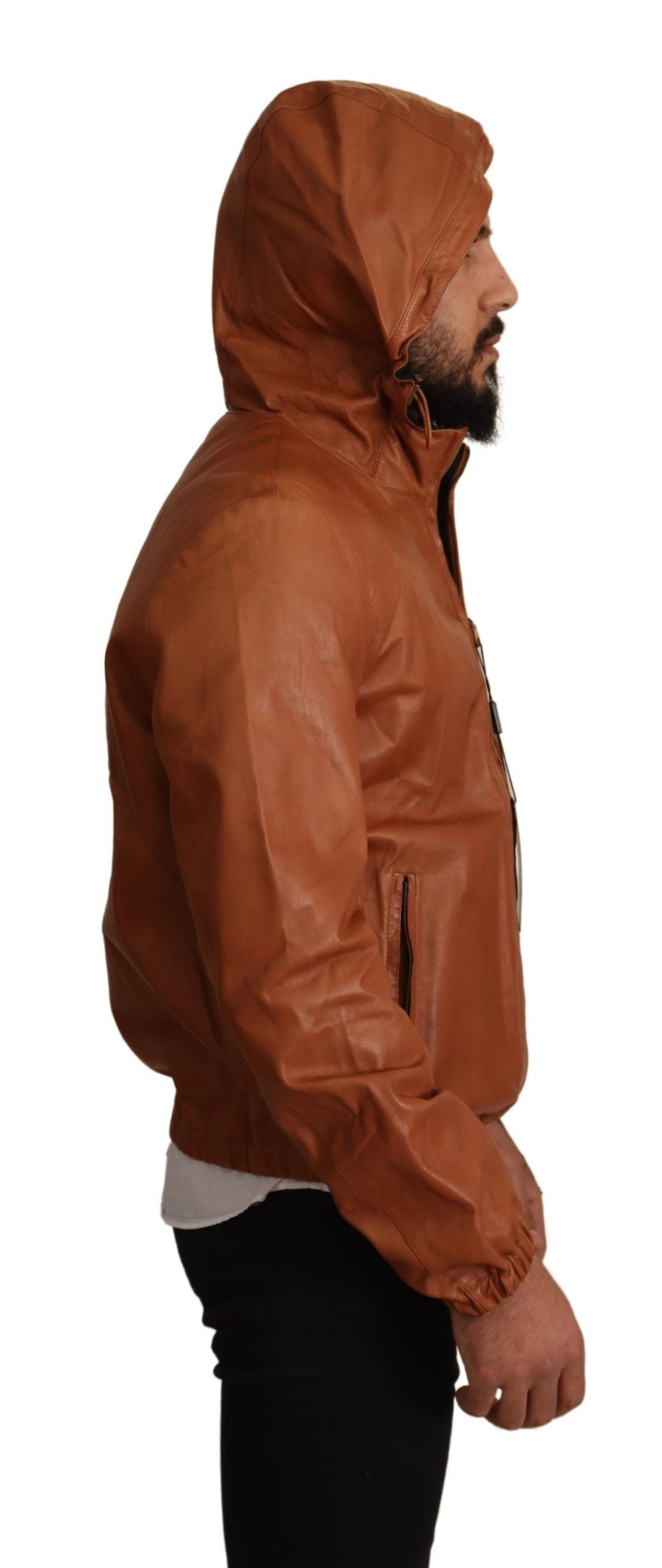 Dolce & Gabbana - Dolce & Gabbana Elegant Brown Leather Bomber Jacket - JKT2871 - 48 - Ask Me Wear