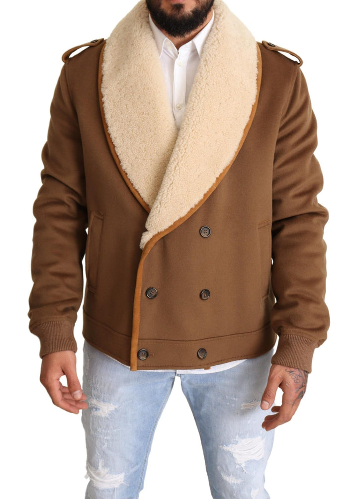 Dolce & Gabbana - Dolce & Gabbana Elegant Double Breasted Shearling Jacket - JKT2910 - 54 - Ask Me Wear