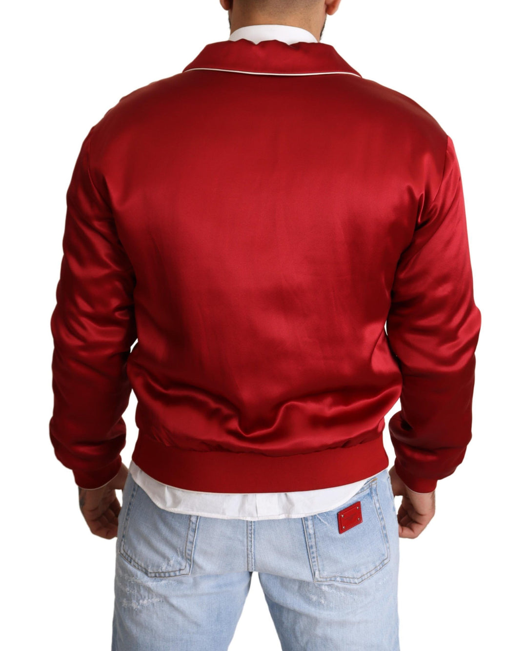 Dolce & Gabbana - Dolce & Gabbana Sumptuous Silk Red Bomber Jacket - JKT2914 - 48 - Ask Me Wear