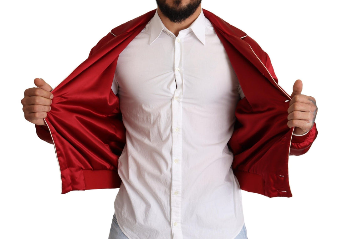 Dolce & Gabbana - Dolce & Gabbana Sumptuous Silk Red Bomber Jacket - JKT2914 - 48 - Ask Me Wear