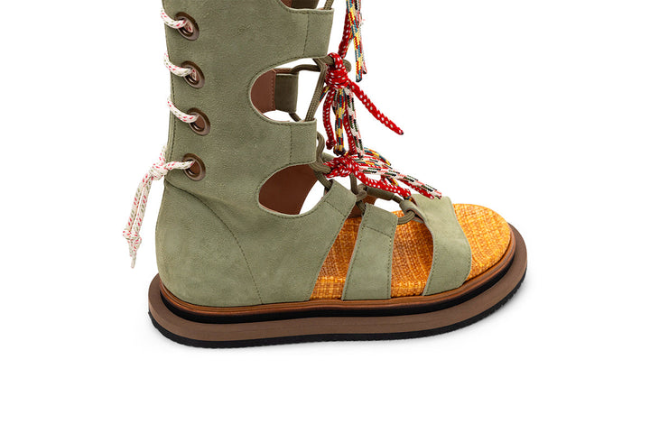 Hogan Lace-Up Tassel Boots in GREEN