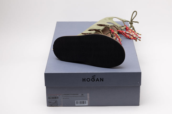 Hogan Lace-Up Tassel Boots in GREEN