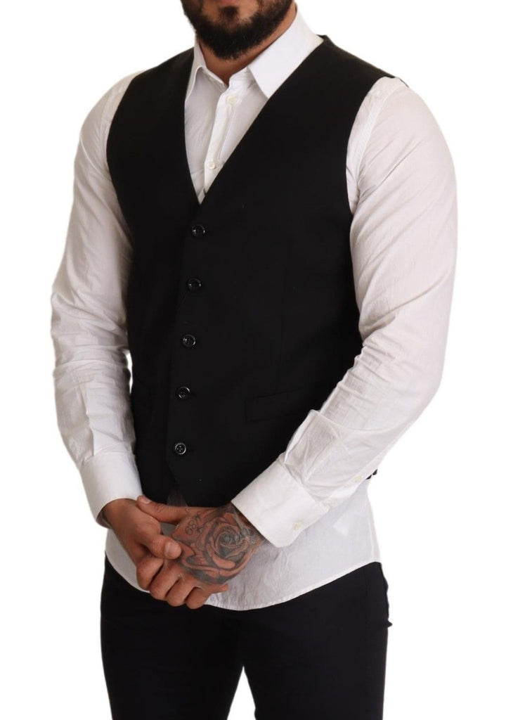 Dolce &amp; Gabbana Sample Sale Dolce &amp; Gabbana Black Wool Formal Waistcoat Dress - | Designer outlet