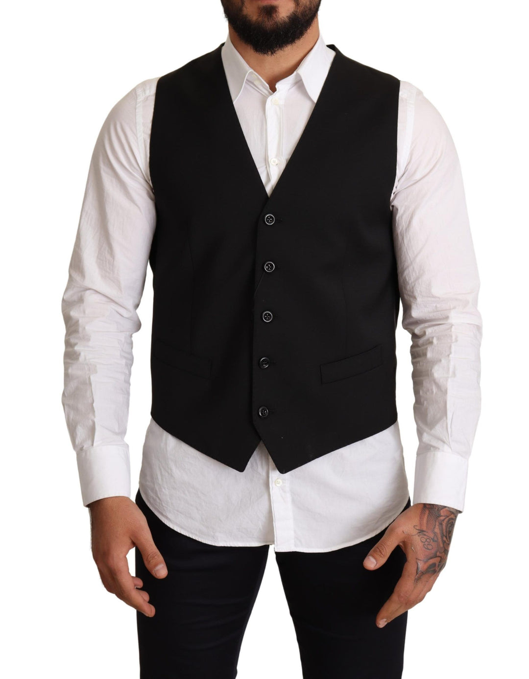 Dolce &amp; Gabbana Sample Sale Dolce &amp; Gabbana Black Wool Formal Waistcoat Dress - | Designer outlet