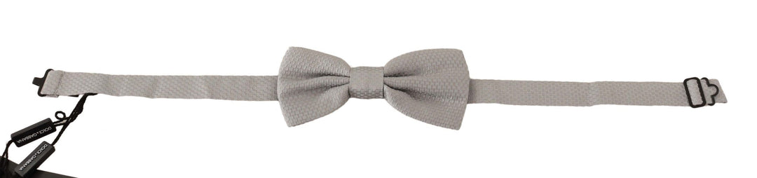 Dolce & Gabbana Elegant Silver Silk Bow Tie