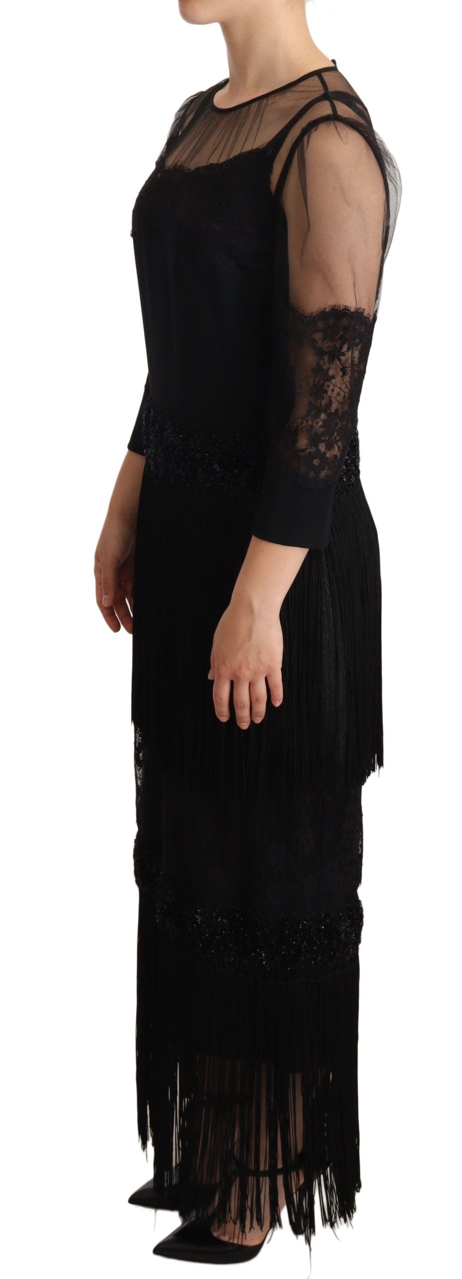 dolce gabbana black lace dress calf-length slip neck with bra Tulle Dolce E Gabbana Black