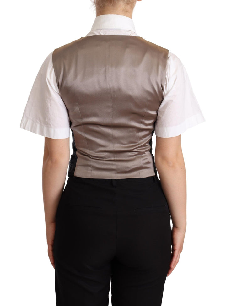 Dolce &amp; Gabbana Sample Sale Dolce &amp; Gabbana Black Jacquard Floral Waistcoat Vest Green - | Designer outlet