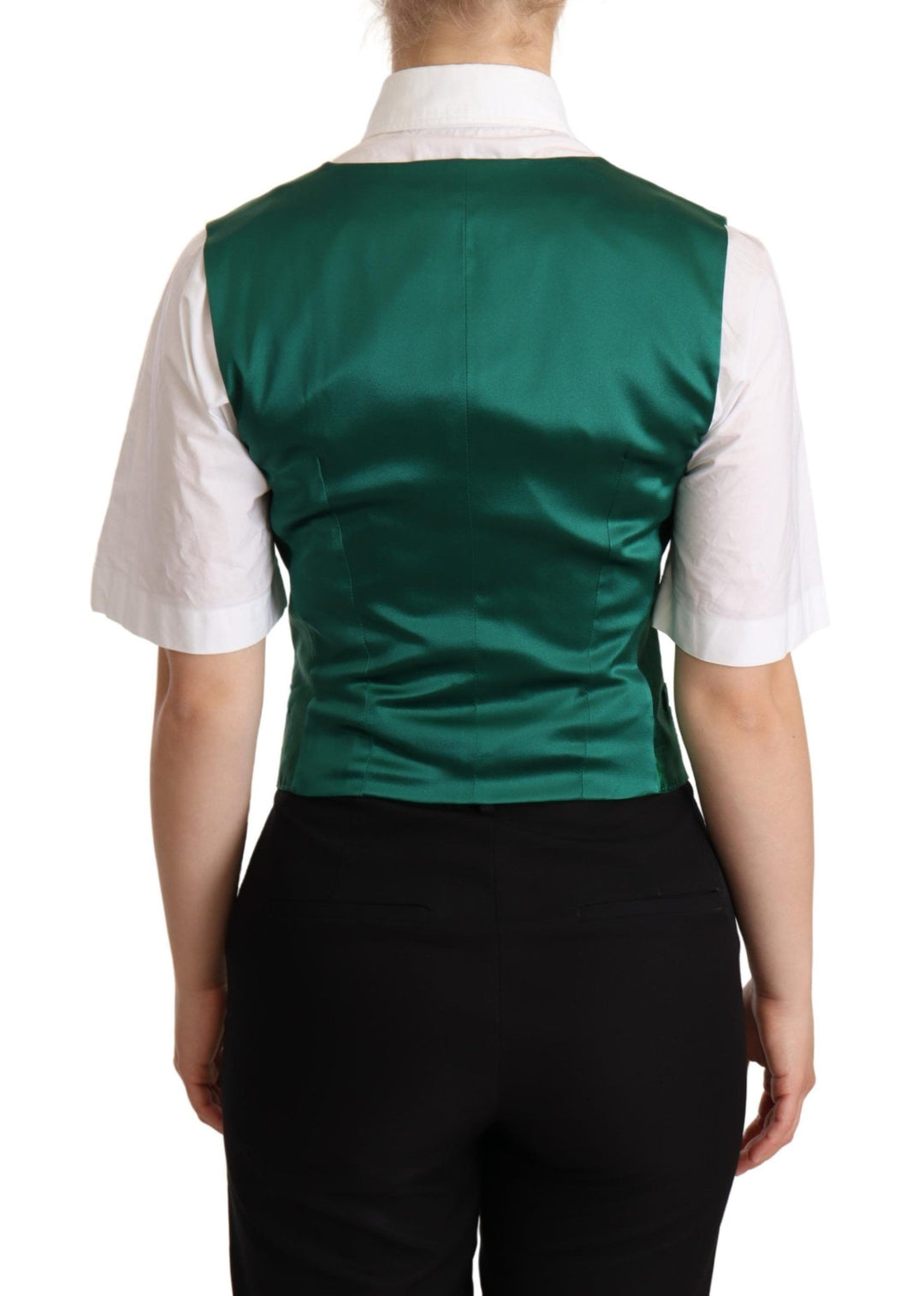 Dolce &amp; Gabbana Green Silk Satin Sleeveless Waistcoat Vest by Dolce &amp; Gabbana outlet now on sale