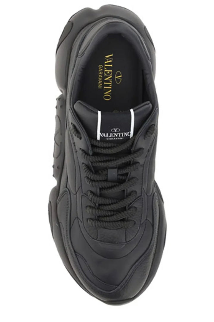 Valentino Sample Sale Valentino Black Calf Leather Garavani Sneakers - | Designer outlet