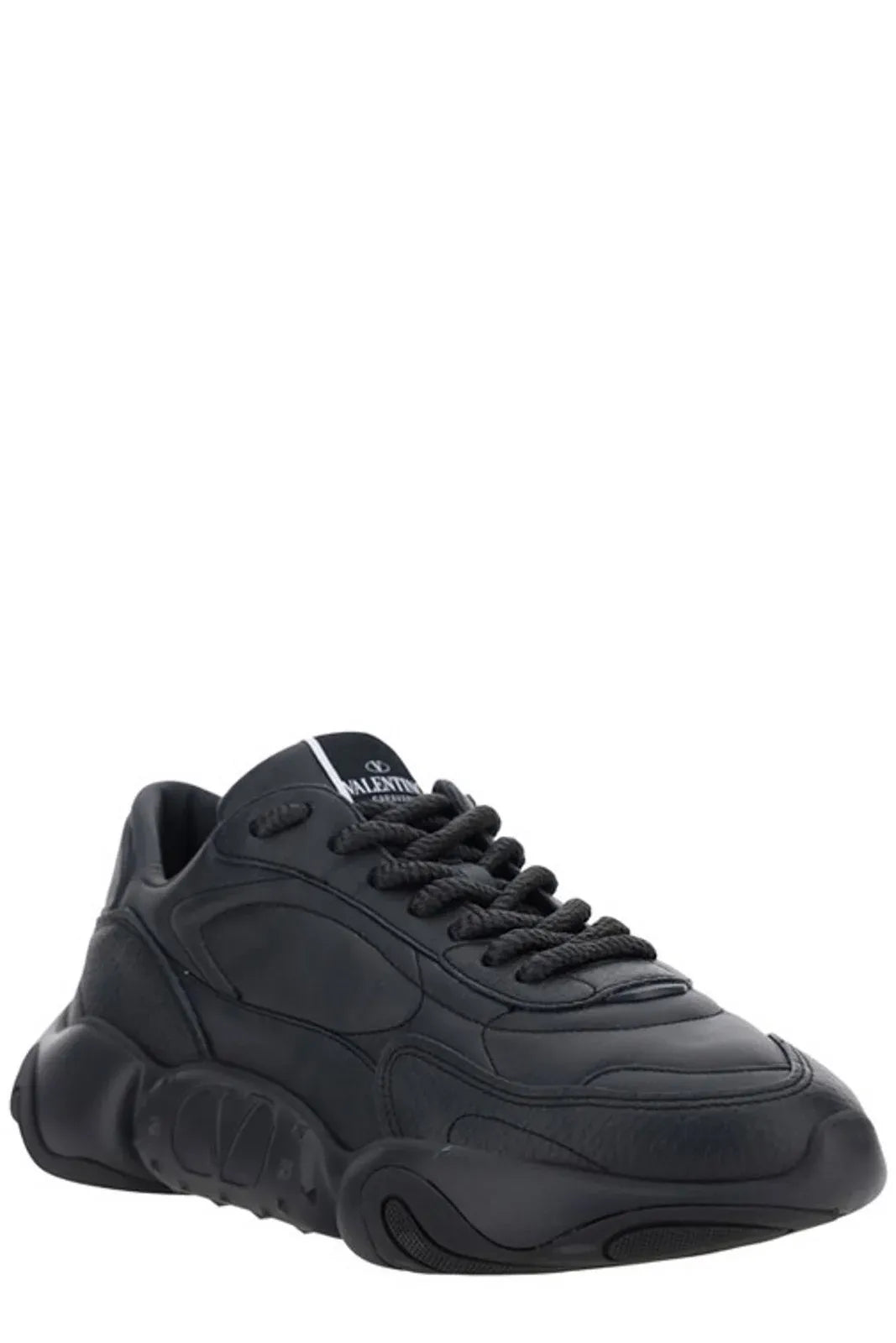 Valentino Black Calf Leather Garavani Sneakers by Valentino outlet now on sale
