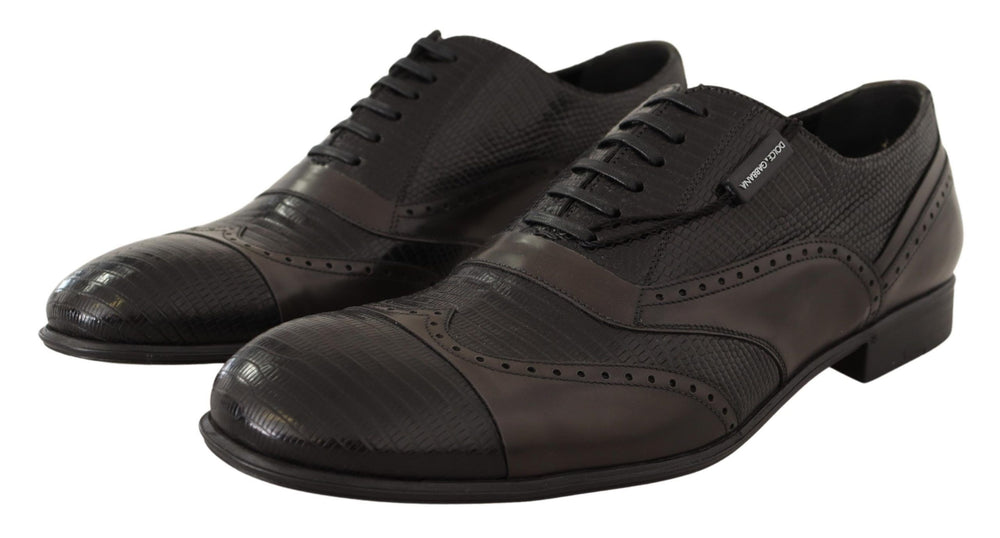 Dolce & Gabbana Sample Sale Dolce & Gabbana Brown Lizard Skin Leather Oxford Dress Shoes - | Designer outlet