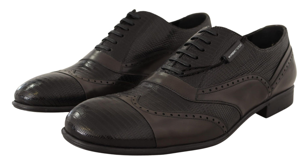Dolce &amp; Gabbana Sample Sale Dolce &amp; Gabbana Brown Lizard Skin Leather Oxford Dress Shoes - | Designer outlet
