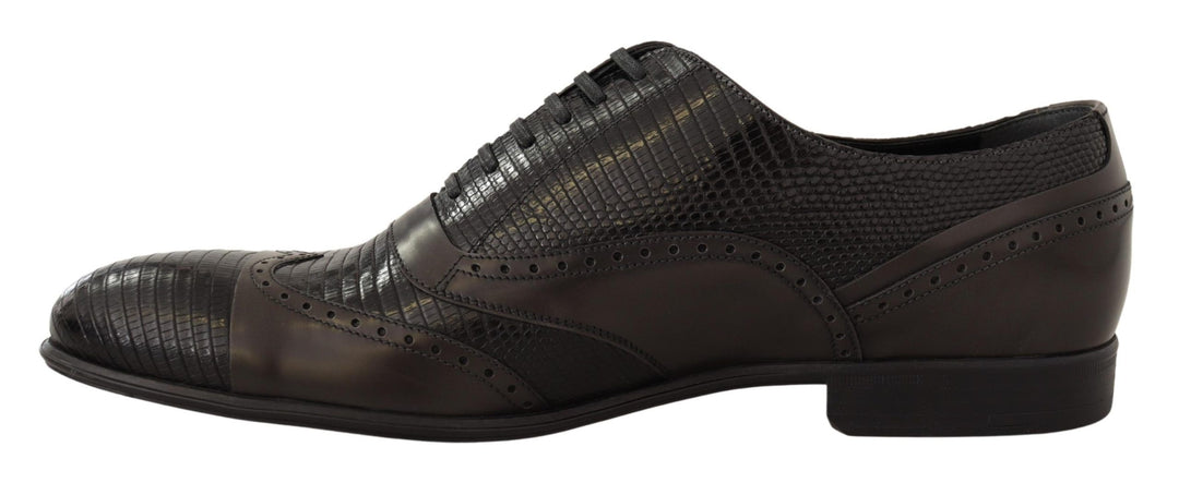 Dolce &amp; Gabbana Sample Sale Dolce &amp; Gabbana Brown Lizard Skin Leather Oxford Dress Shoes - | Designer outlet