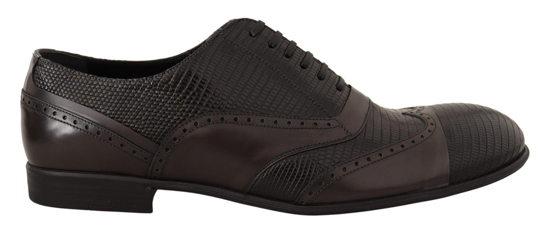 Dolce & Gabbana Sample Sale Dolce & Gabbana Brown Lizard Skin Leather Oxford Dress Shoes - | Designer outlet