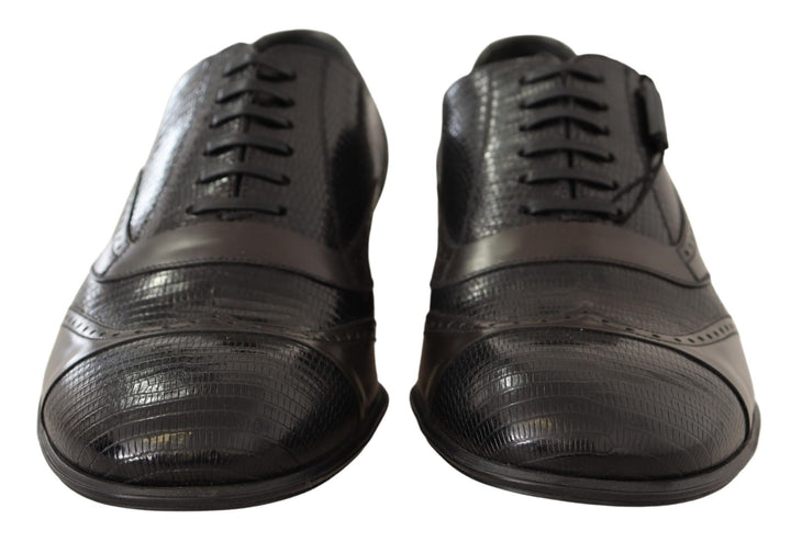Dolce &amp; Gabbana Sample Sale Dolce &amp; Gabbana Brown Lizard Skin Leather Oxford Dress Shoes - | Designer outlet