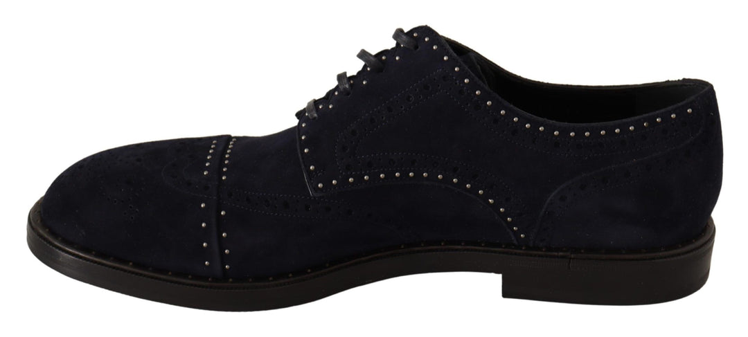Dolce &amp; Gabbana Sample Sale Dolce &amp; Gabbana Blue Suede Leather Derby Studded Shoes - | Designer outlet