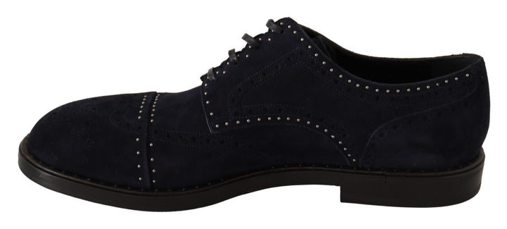 Dolce &amp; Gabbana Sample Sale Dolce &amp; Gabbana Blue Suede Leather Derby Studded Shoes - | Designer outlet